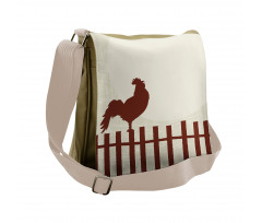 Rooster Silhouette Grunge Messenger Bag