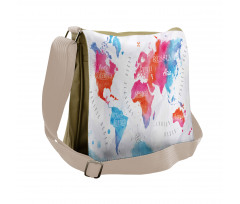 Watercolored World Map Messenger Bag