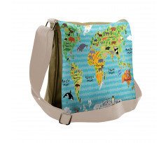 Kids World Map of Animal Messenger Bag