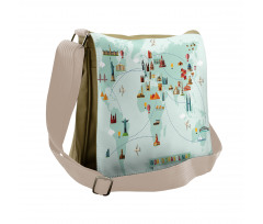 Famous World Travel Map Messenger Bag