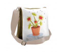 Plant and Fly Silhouettes Messenger Bag