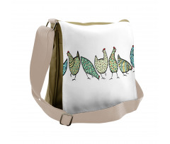 Farm Hen with Ornaments Messenger Bag