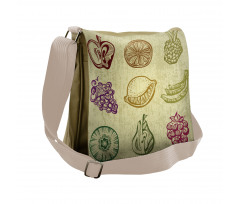 Kiwi Pineapple Grapes Berries Messenger Bag