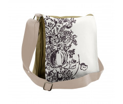 Drawn Sketch of Fruits Messenger Bag