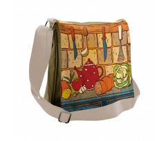 Kitchen Table Cuisine Theme Messenger Bag