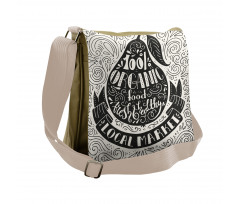 Retro Organic Food Graphic Messenger Bag