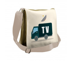 News Media Media Truck Messenger Bag