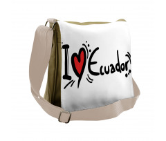 I Heart Ecuador Typography Messenger Bag