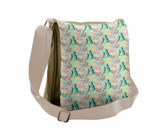 Tropic Flamingo and Cocktail Messenger Bag