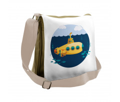 Nautical Wave Fish Bubble Messenger Bag