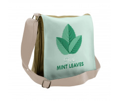 Fresh Mint Leaves Calligraphy Messenger Bag