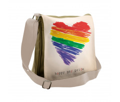 Happy Gay Pride Rainbow Heart Messenger Bag