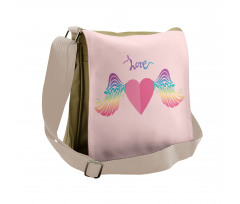 Love Heart Rainbow Wings Messenger Bag