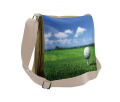 Golf Ball on Tee on the Grass Messenger Bag