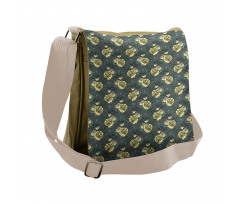 Yellow Tone Roses on Grey Messenger Bag