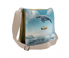 Dreamy View Whale Clouds Messenger Bag