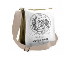 Positive Saying with Doodle Messenger Bag