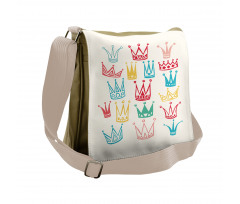 Cartoonish Colorful Crowns Messenger Bag