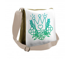 Majestic Crown and Flowers Messenger Bag