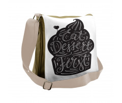 Monochrome Cupcake Doodle Messenger Bag