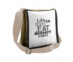 Greyscale Eat Dessert First Messenger Bag