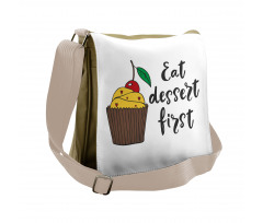 Cherry Top Cupcake Cartoon Messenger Bag