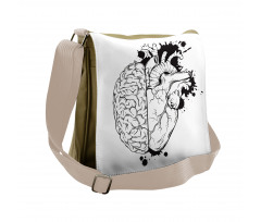 Human Heart and Brain Art Messenger Bag