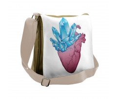 Crystal Growing from Heart Messenger Bag