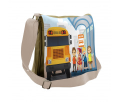 Little Ones at Bus Stop Messenger Bag