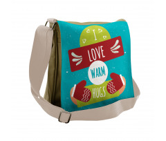 I Love Warm Hugs Gloved Hands Messenger Bag