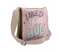 I Need Your Hug in Pastel Tone Messenger Bag