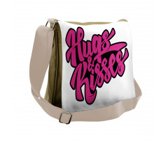 Hugs and Kisses Calligraphy Messenger Bag