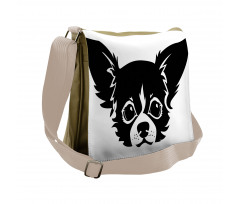 Monochrome Puppy Head Messenger Bag