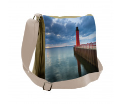 Dramatic Sky Lighthouse Messenger Bag