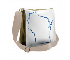 Simple Badger State Map Messenger Bag