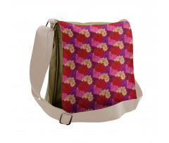 Dotted Colorful Floral Image Messenger Bag