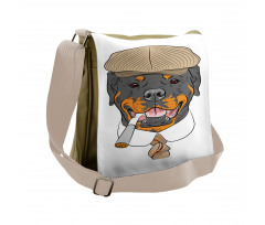 Dog in a Cap and Tie Messenger Bag