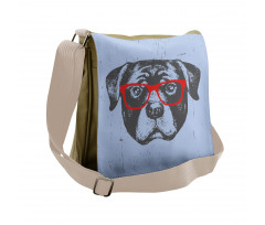 Funny Hipster Dog Messenger Bag