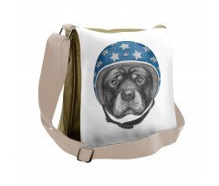 Dog in a Hard Hat Sketch Messenger Bag