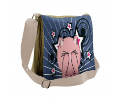 Piggie on Stars and Rays Messenger Bag