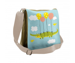 Flying Crocodile with Balloon Messenger Bag