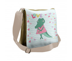 Female Crocodile with Love Messenger Bag