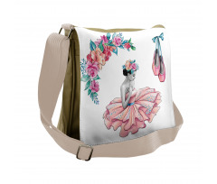 Dancer Girl in Flowers Messenger Bag