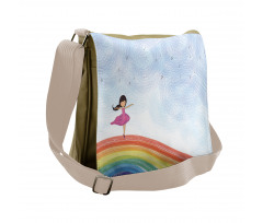 Girl Dances on Rainbow Messenger Bag