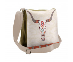 Ornate Bull Skull Messenger Bag