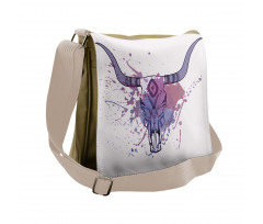 Bull Skull with Splashes Messenger Bag