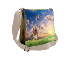 Female Cow in Pasture Sky Messenger Bag