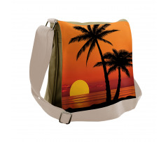 Orange Ombre Sunset and Trees Messenger Bag