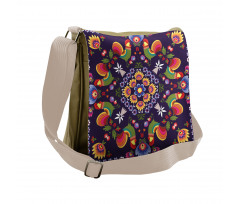 Rooster and Flowers Messenger Bag