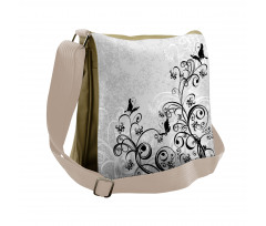 Floral and Grunge Messenger Bag